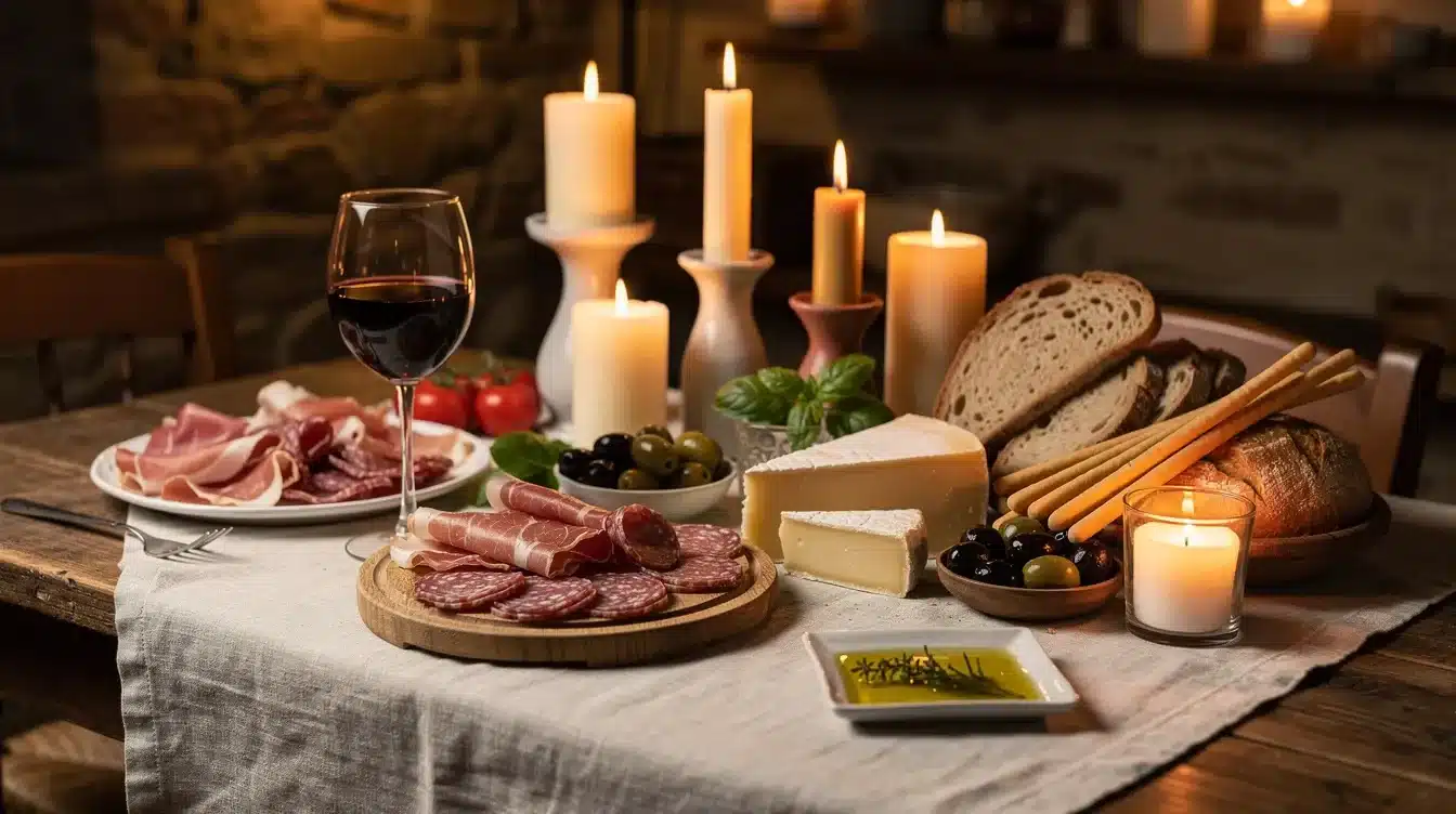 Włoskie delikatesy, oliwa i wino jako prezent dla kobiety.